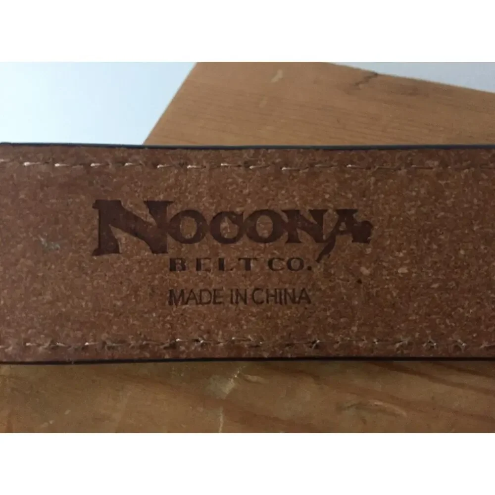 Nocona Belt Company Modern Camo & Brown Leather Metal Deer Skull Belt Kids Sz 18